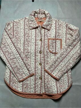 Free people, oversized quilted pink and white paisley jacket NWT size XS
